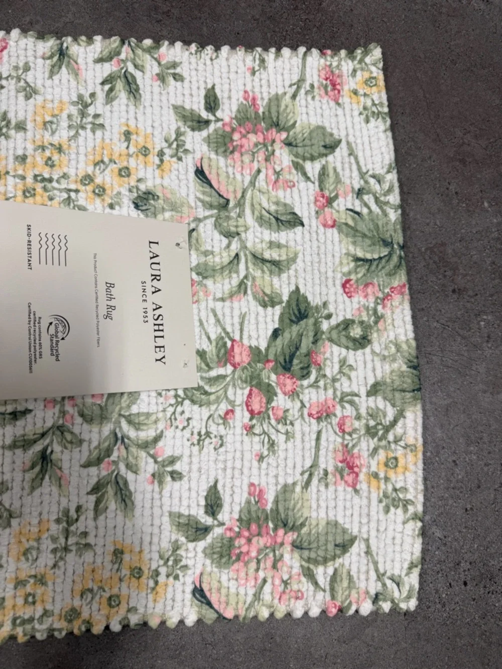 Laura Ashley Floral Bath Rug ~ 17x24” ~ Skid resistant ~ Multi Color